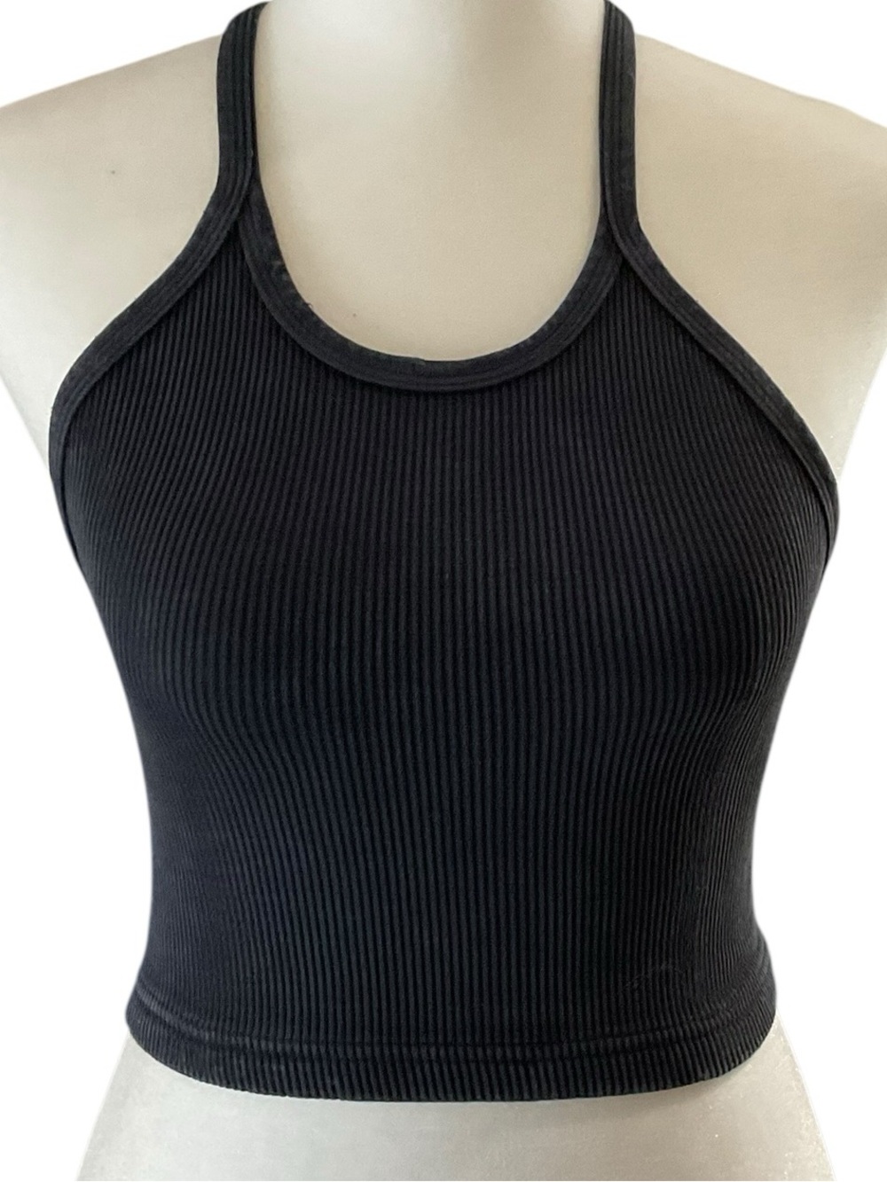 Free People Happiness Runs Ribbed Cami Crop Tank - Black